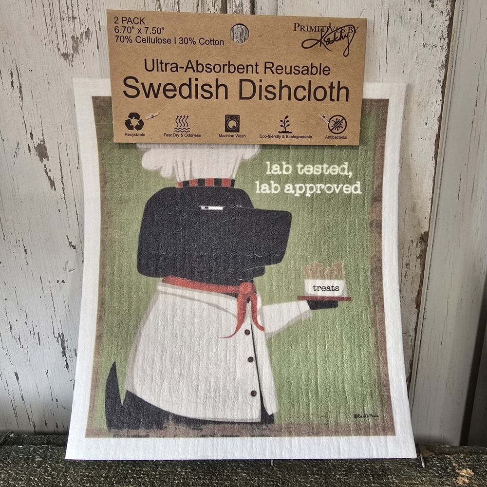 Swedish Dishcloth Set – "Lab Tested, Lab Approved" Labrador Dog Chef Design